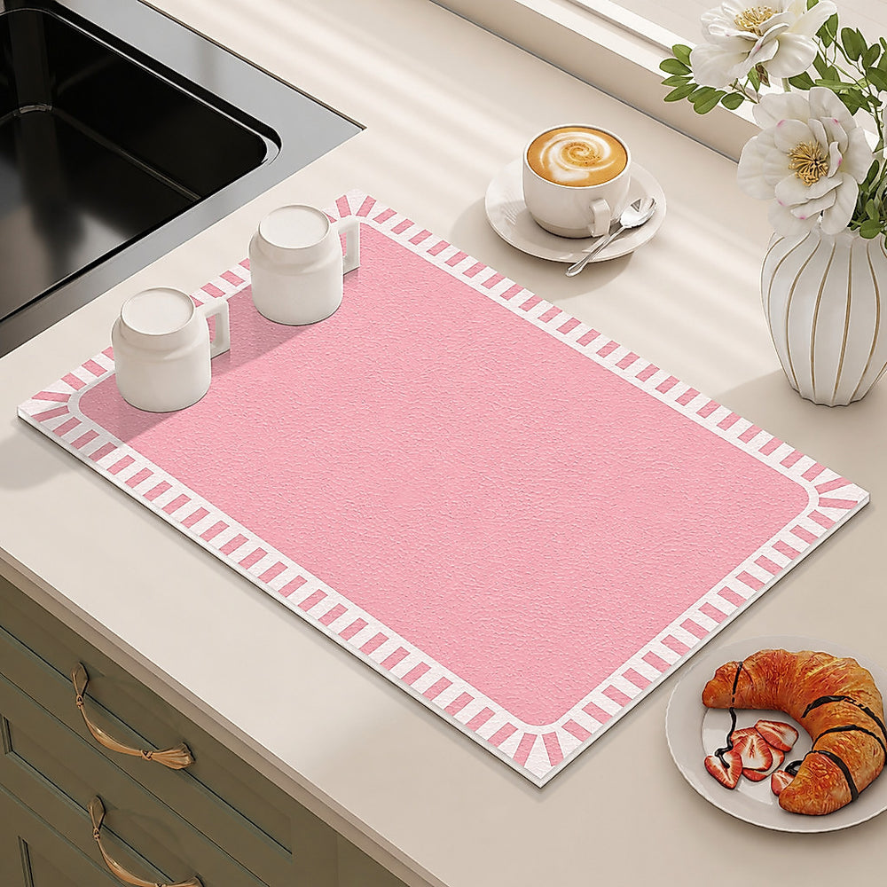 Bter Home Alas Meja Dapur Motif Gingham Pastel Serap Air Pelindung Countertop Minimalis - image 6