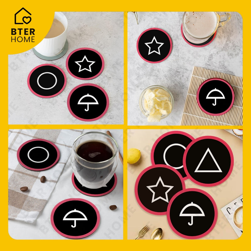 Bter Home Tatakan Gelas Anti Slip Motif Squid Game - Alas Meja Minum Estetik Anti Air - Umbrella