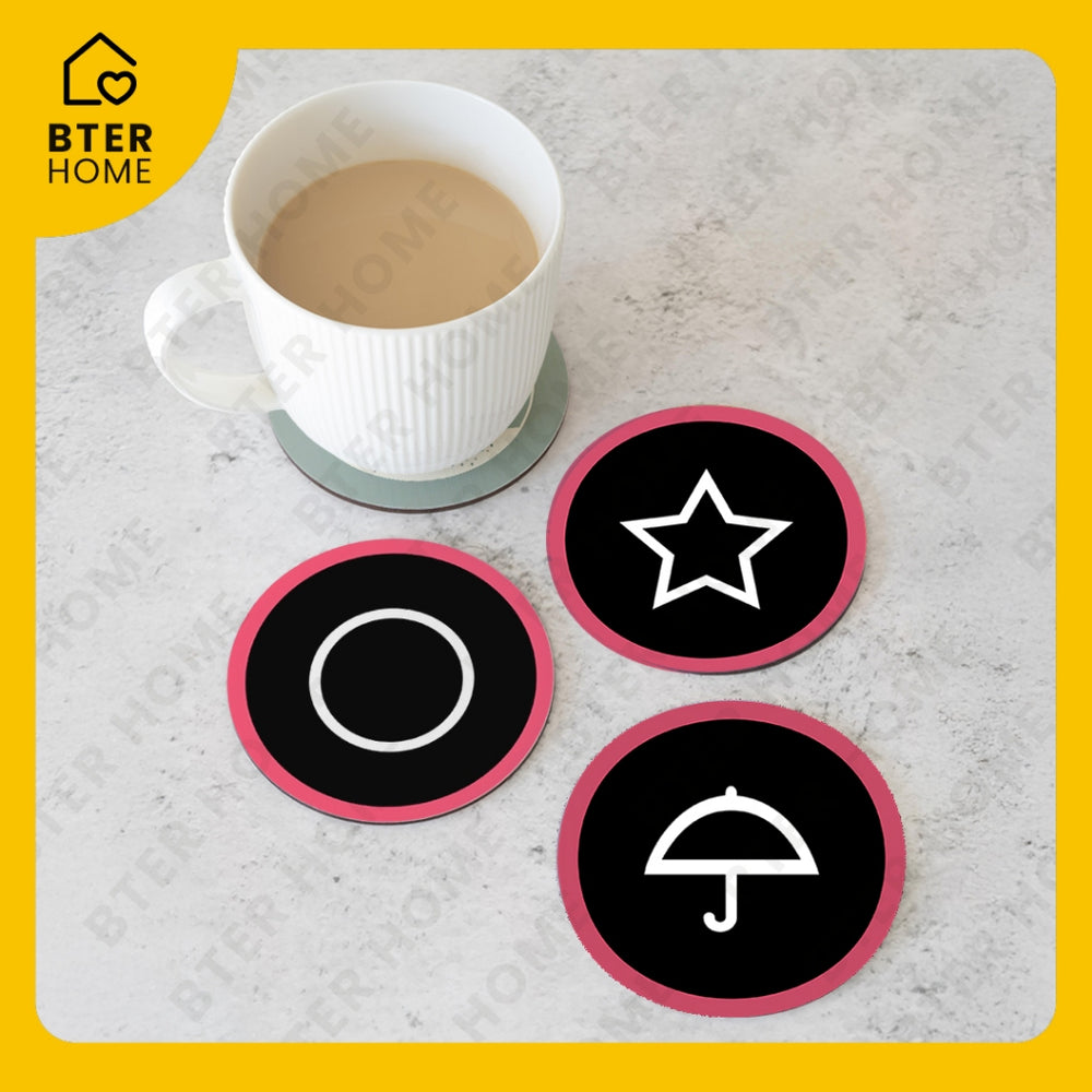 Bter Home Tatakan Gelas Anti Slip Motif Squid Game - Alas Meja Minum Estetik Anti Air - image 6