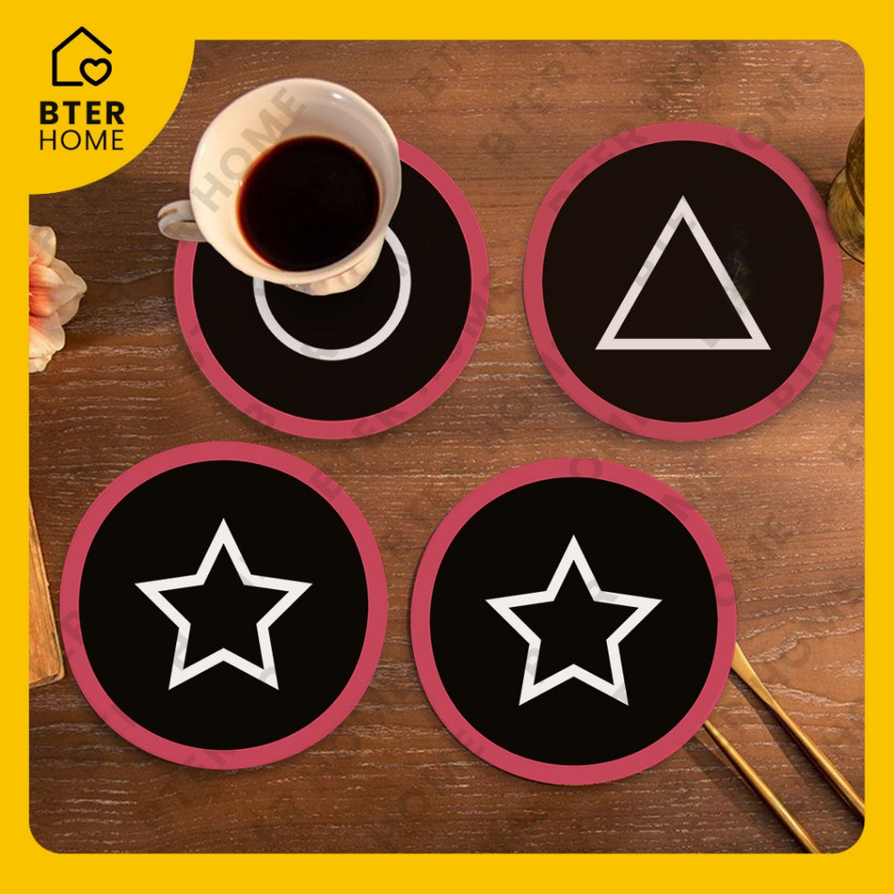 Bter Home Tatakan Gelas Anti Slip Motif Squid Game - Alas Meja Minum Estetik Anti Air - image 4