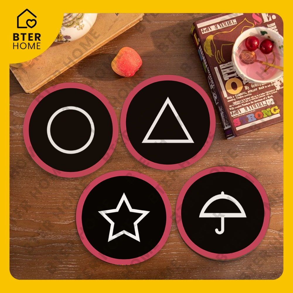 Bter Home Tatakan Gelas Anti Slip Motif Squid Game - Alas Meja Minum Estetik Anti Air - image 3