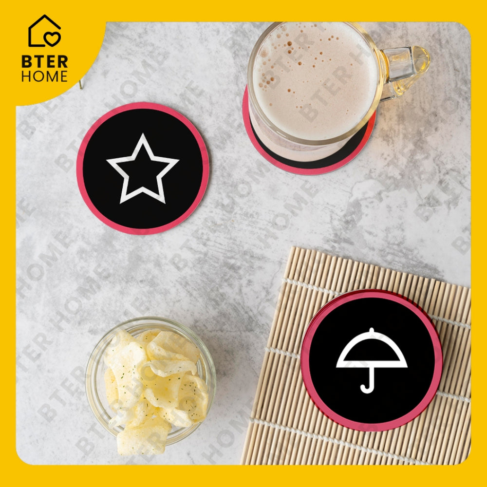 Bter Home Tatakan Gelas Anti Slip Motif Squid Game - Alas Meja Minum Estetik Anti Air - image 7