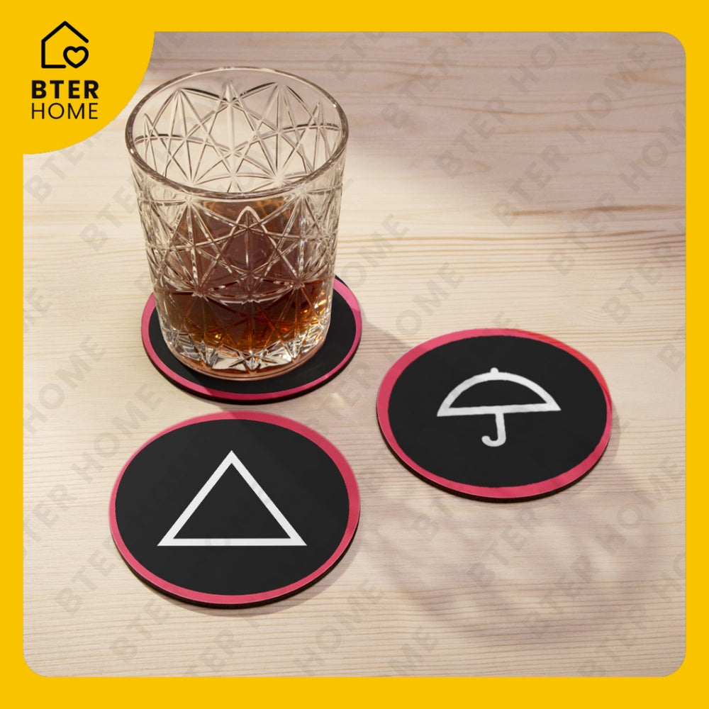 Bter Home Tatakan Gelas Anti Slip Motif Squid Game - Alas Meja Minum Estetik Anti Air - image 2