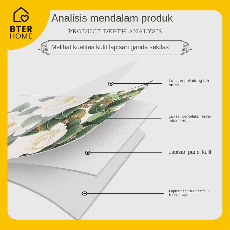 Bter Home Tatakan Piring Placemat Garis Abstrak Minimalis Beige Anti Slip Tahan Panas PVC Premium Mudah Dibersihkan - image 9