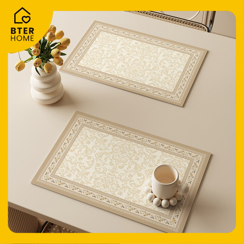 Bter Home Tatakan Piring Placemat Garis Abstrak Minimalis Beige Anti Slip Tahan Panas PVC Premium Mudah Dibersihkan - image 4