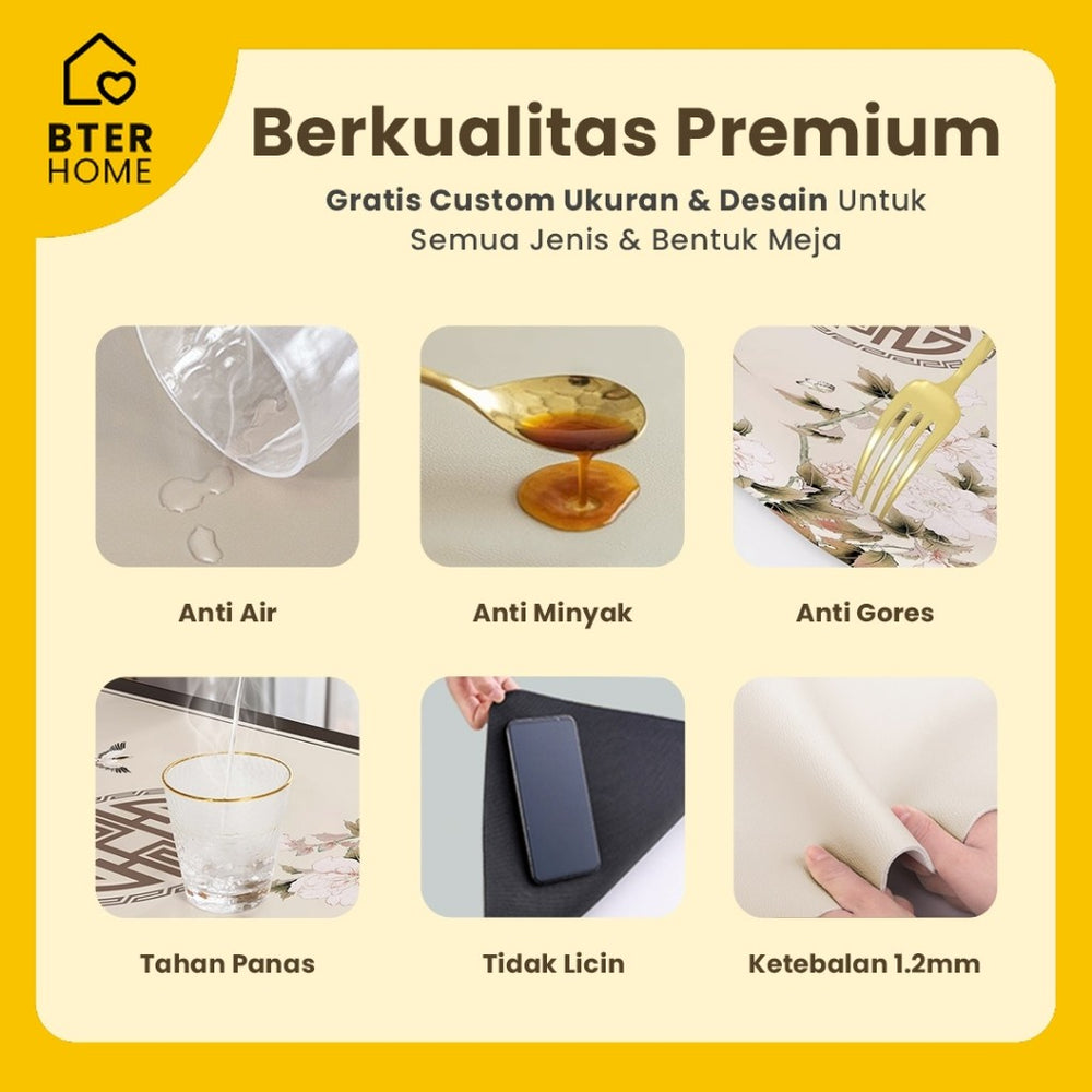 Bter Home Tatakan Piring Placemat Gingham Kotak Cerah Scallop Anti Slip Tahan Panas PVC Premium Mudah Dibersihkan - image 6