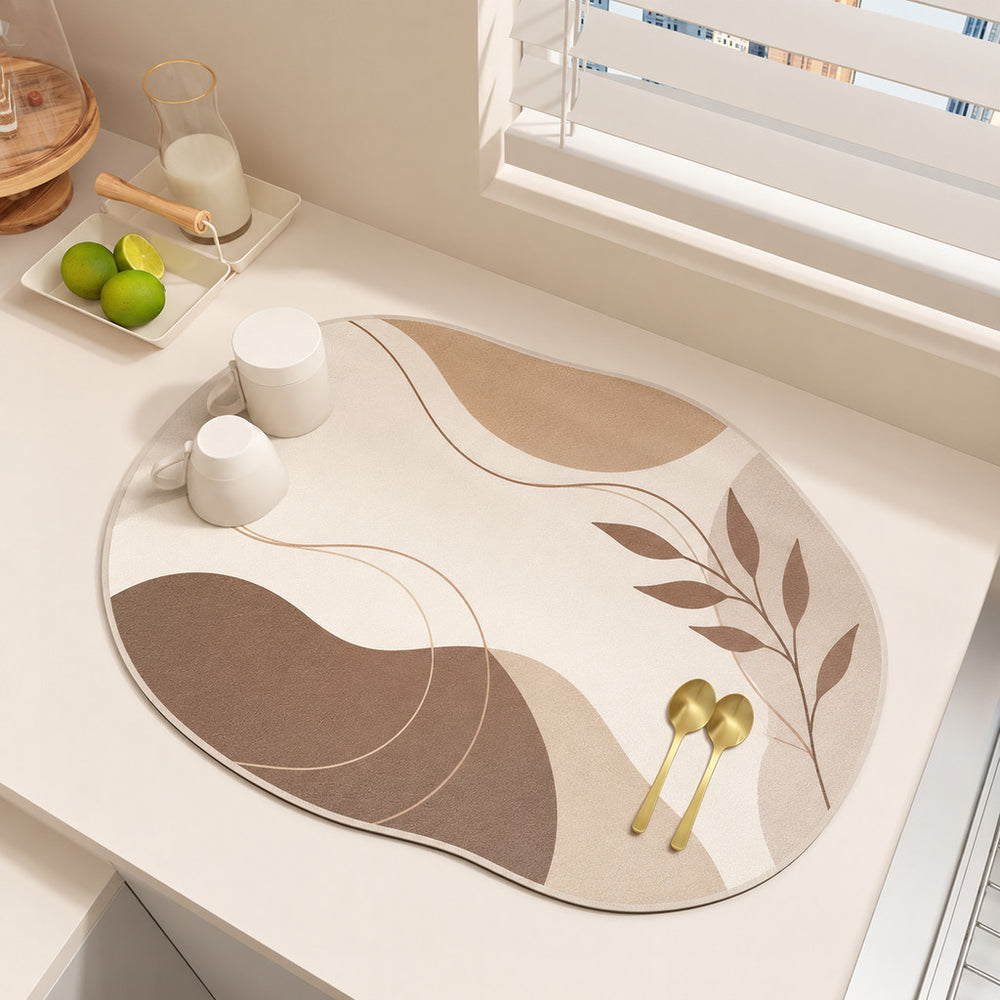 Bter Home Alas Meja Dapur Motif Abstrak Organik Serap Air Bentuk Irregular untuk Countertop Estetik