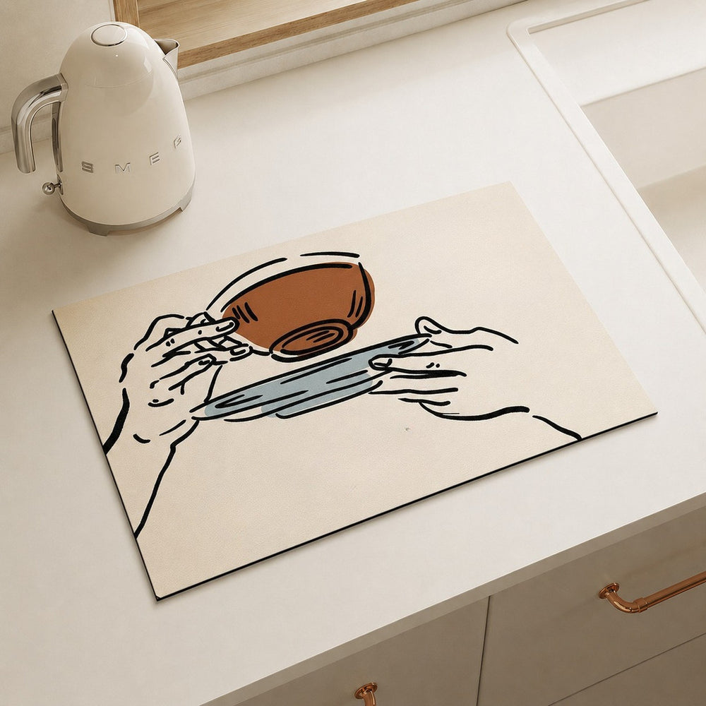 Bter Home Alas Meja Dapur Motif Coffee Breakfast Minimalis Serap Air untuk Countertop Estetik - image 2