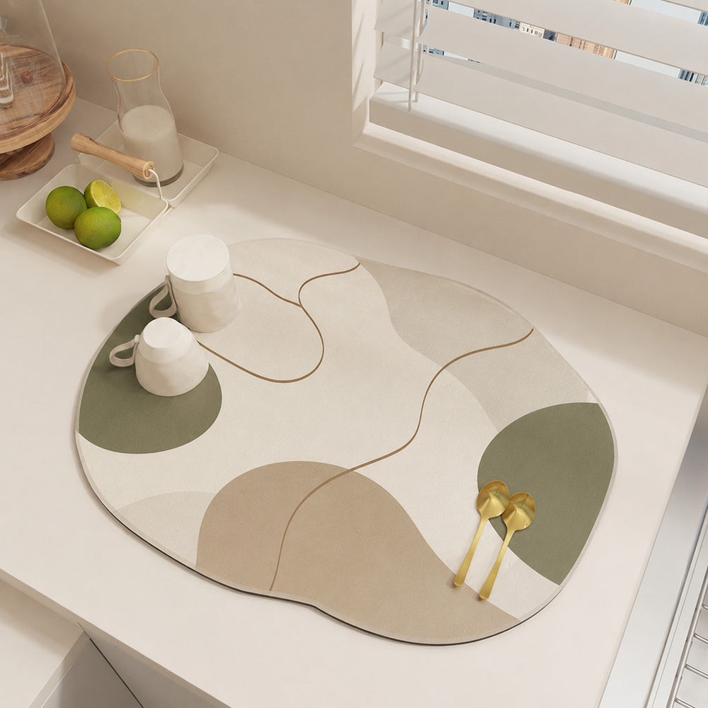 Bter Home Alas Meja Dapur Motif Abstrak Organik Serap Air Bentuk Irregular untuk Countertop Estetik