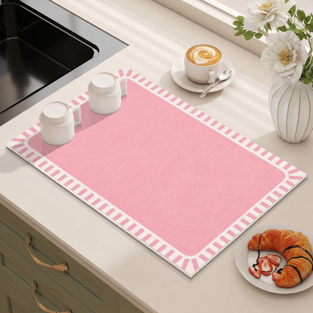 Bter Home Alas Meja Dapur Motif Gingham Pastel Serap Air Pelindung Countertop Minimalis
