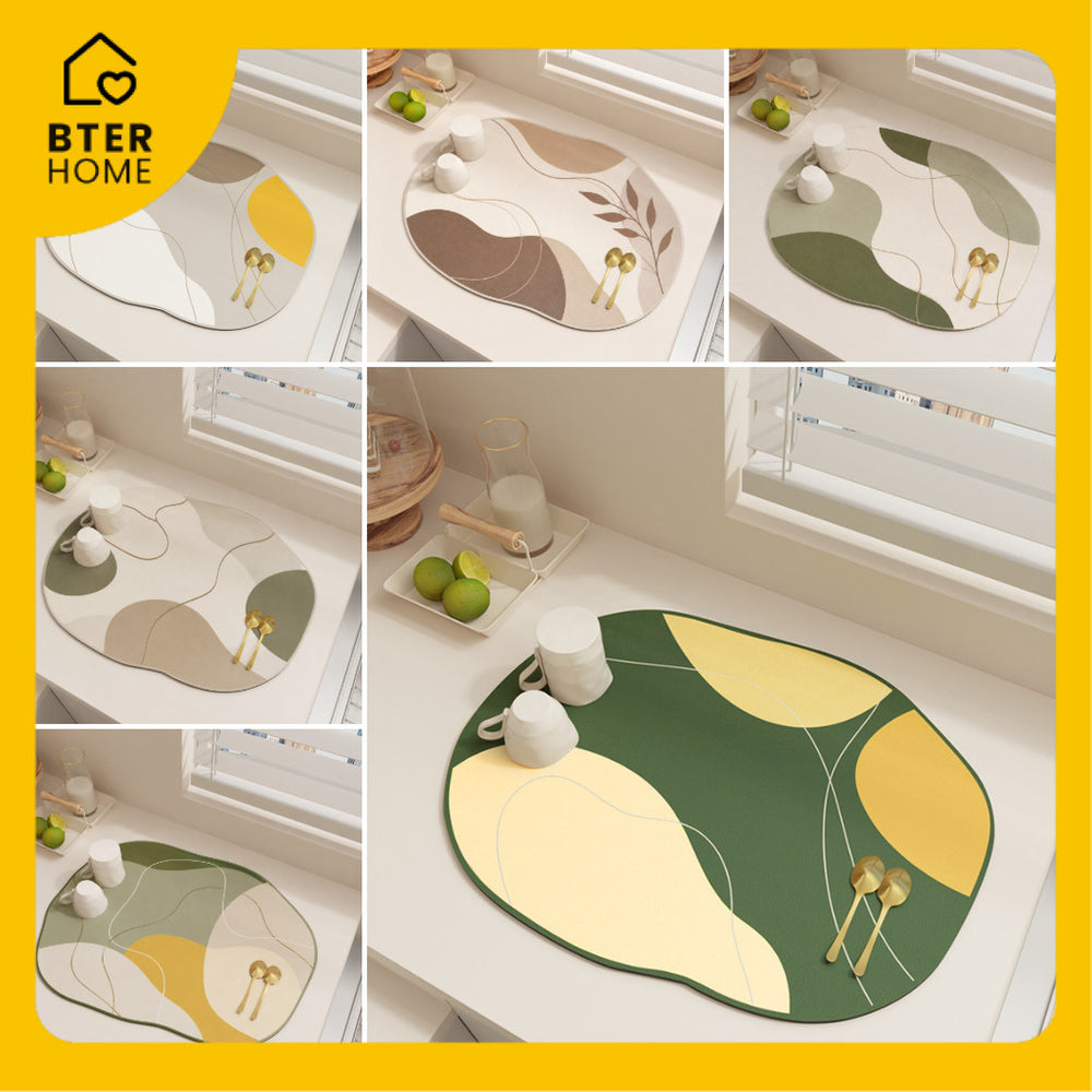 Bter Home Alas Meja Dapur Motif Abstrak Organik Serap Air Bentuk Irregular untuk Countertop Estetik - BH4704 TidakSerapAir