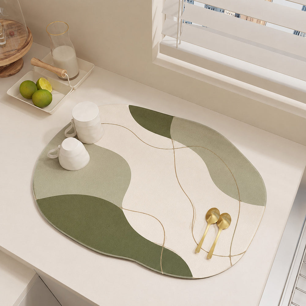Bter Home Alas Meja Dapur Motif Abstrak Organik Serap Air Bentuk Irregular untuk Countertop Estetik