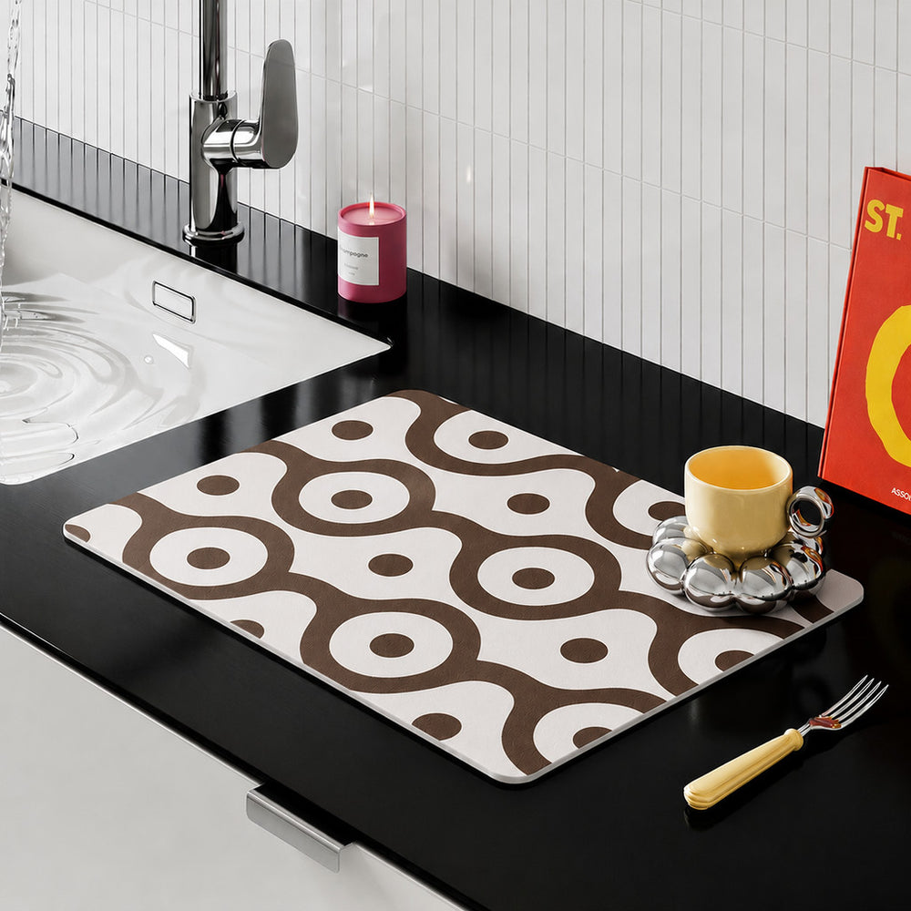 Bter Home Alas Meja Dapur Motif Garis Gelombang Modern Serap Air Pelindung Countertop - image 4