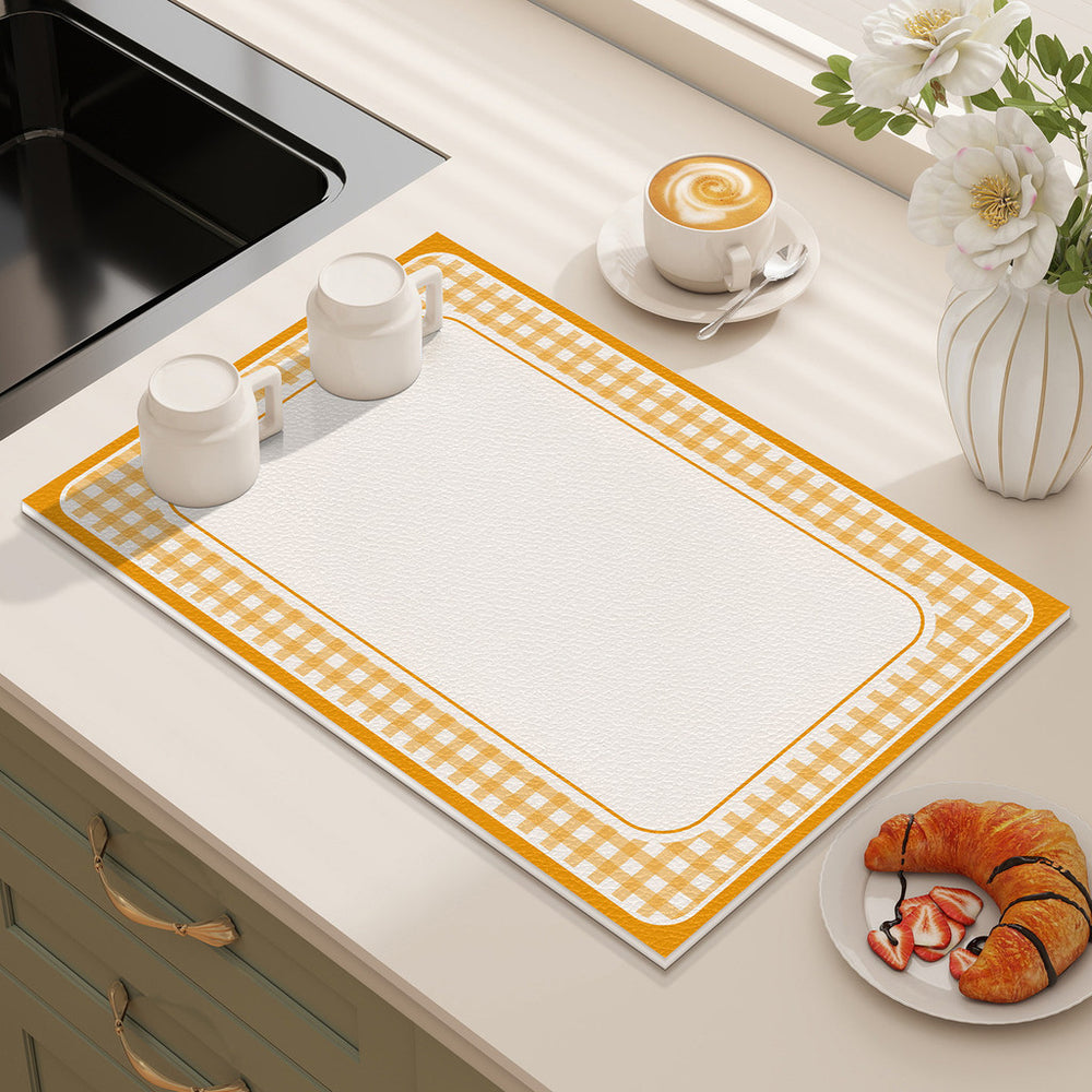 Bter Home Alas Meja Dapur Motif Gingham Pastel Serap Air Pelindung Countertop Minimalis