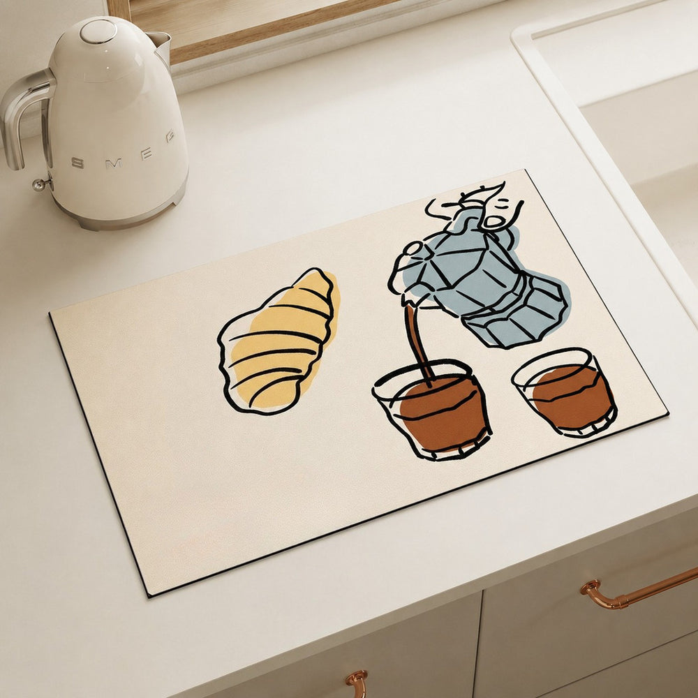 Bter Home Alas Meja Dapur Motif Coffee Breakfast Minimalis Serap Air untuk Countertop Estetik