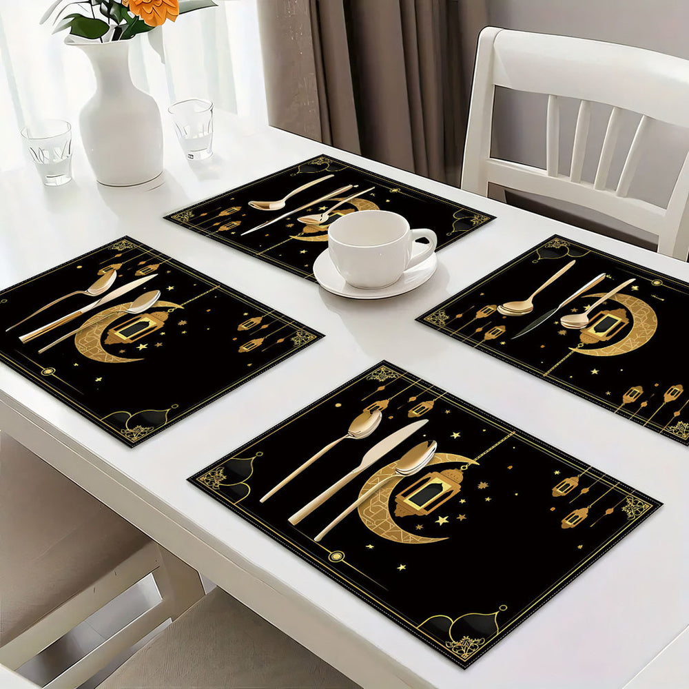 Bter Home Taplak Meja Placemat PVC Premium Ramadan Idul Fitri Motif Masjid Bulan Sabit Border Klasik - image 3