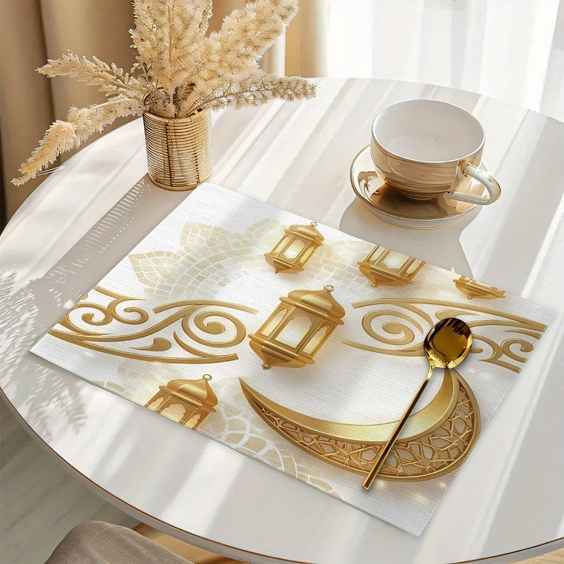 Bter Home Tatakan Piring Placemat PVC Premium Lentera Bulan Sabit Gold Anti Air - image 4