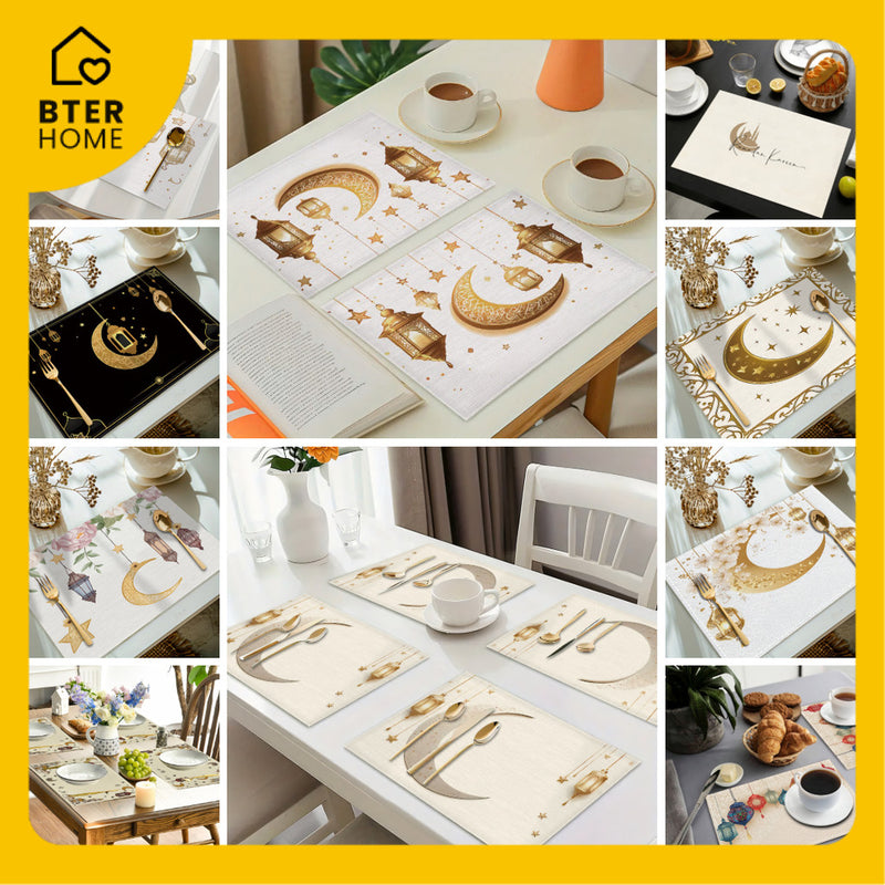 Bter Home Taplak Meja Placemat PVC Premium Ramadan Idul Fitri Motif Bulan Sabit Lentera Series - BH5122