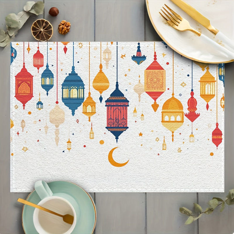 Bter Home Taplak Meja Placemat PVC Premium Ramadan Idul Fitri Colorful Lantern White Anti Air - image 4