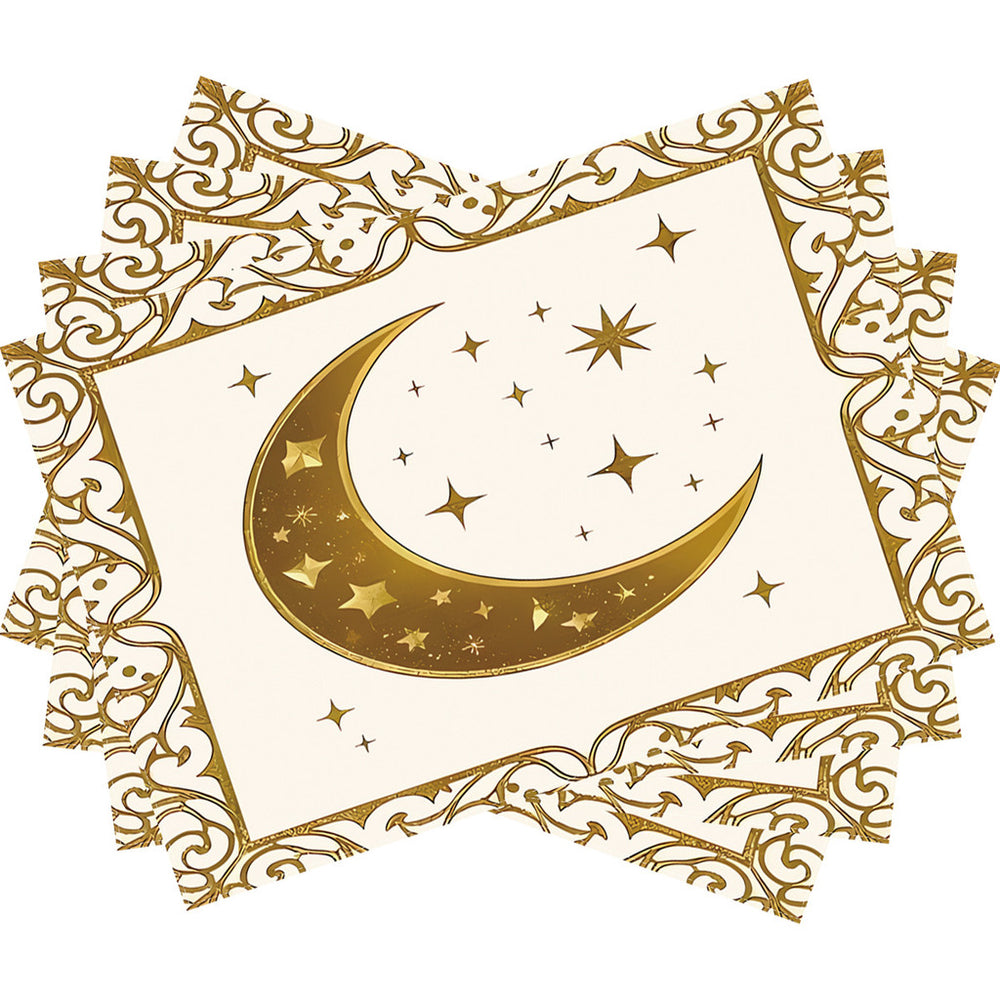Bter Home Taplak Meja Placemat PVC Premium Ramadan Idul Fitri Luxury Crescent Frame White Gold Anti Air - image 4
