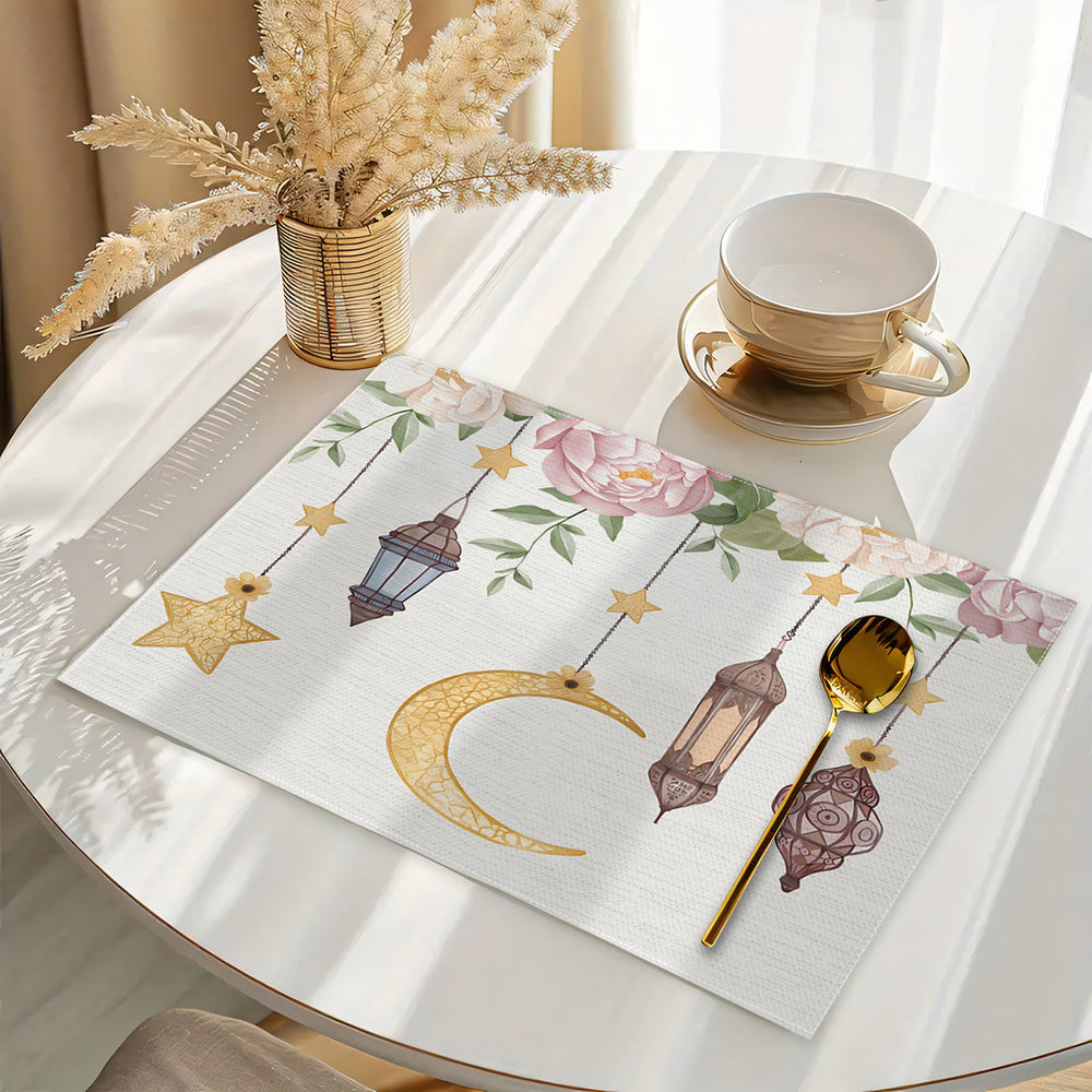 Bter Home Tatakan Piring Placemat PVC Premium Lentera Crescent Hitam Gold Anti Air - image 4