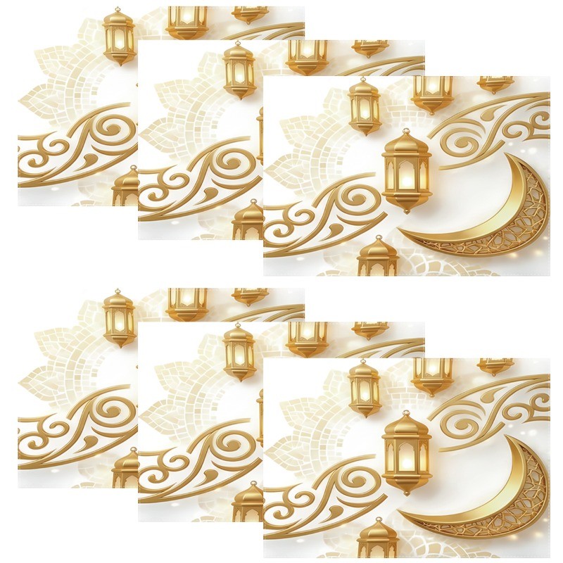 Bter Home Tatakan Piring Placemat PVC Premium Lentera Bulan Sabit Gold Anti Air - image 6