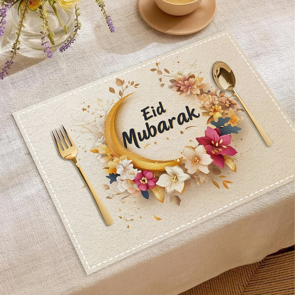 Bter Home Taplak Meja Placemat PVC Premium Ramadan Idul Fitri Boho Crescent Lantern Colorful