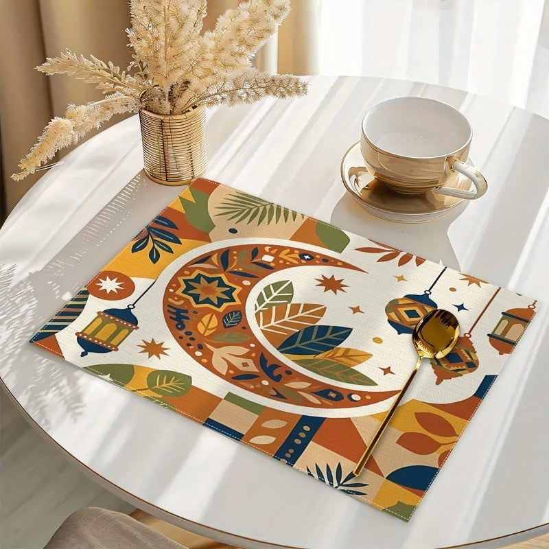 Bter Home Taplak Meja Placemat PVC Premium Ramadan Idul Fitri Colorful Lantern White Anti Air