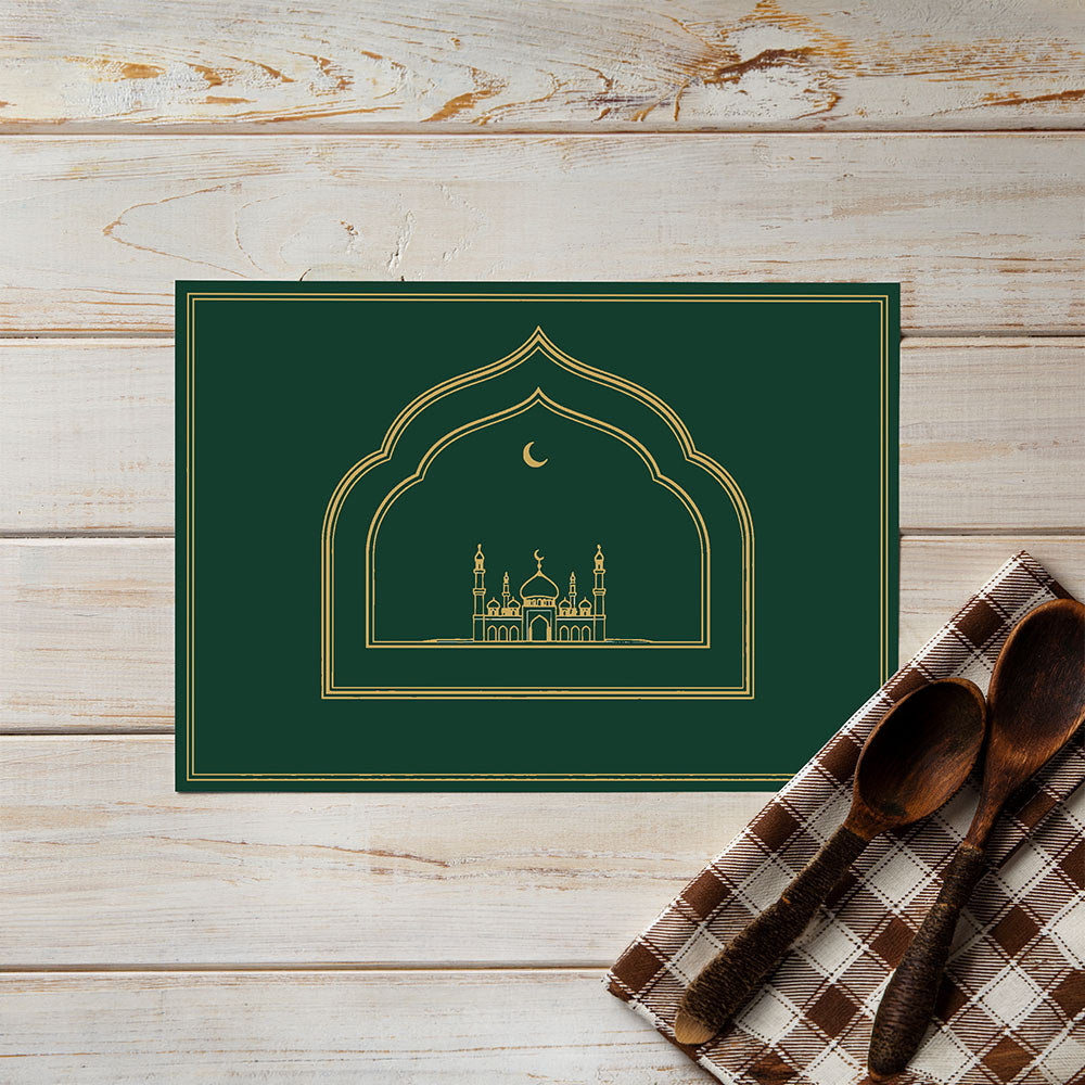 Bter Home Tatakan Piring Placemat PVC Premium Mihrab Masjid Gold Elegant Anti Air - image 2