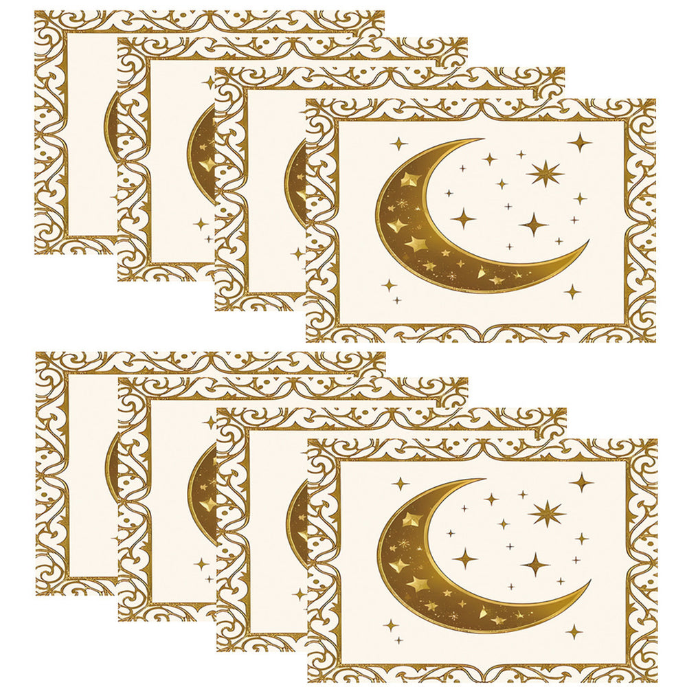 Bter Home Taplak Meja Placemat PVC Premium Ramadan Idul Fitri Luxury Crescent Frame White Gold Anti Air - image 6