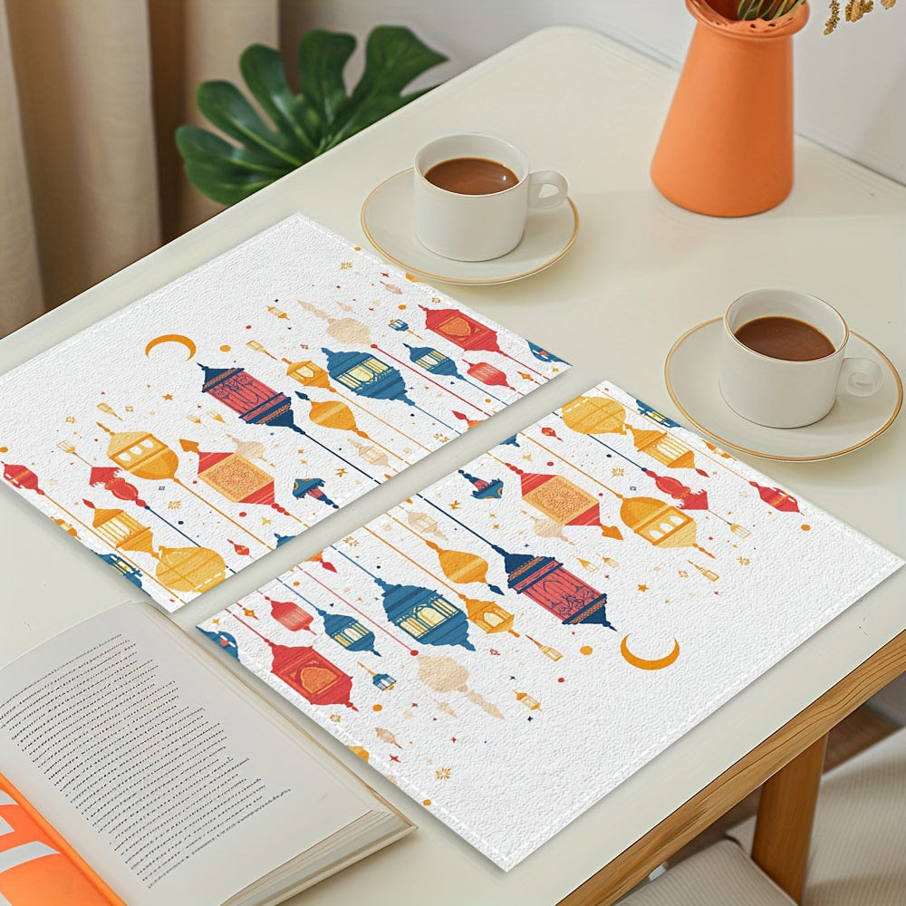 Bter Home Taplak Meja Placemat PVC Premium Ramadan Idul Fitri Colorful Lantern White Anti Air - image 6