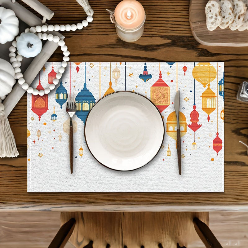 Bter Home Taplak Meja Placemat PVC Premium Ramadan Idul Fitri Colorful Lantern White Anti Air - image 2