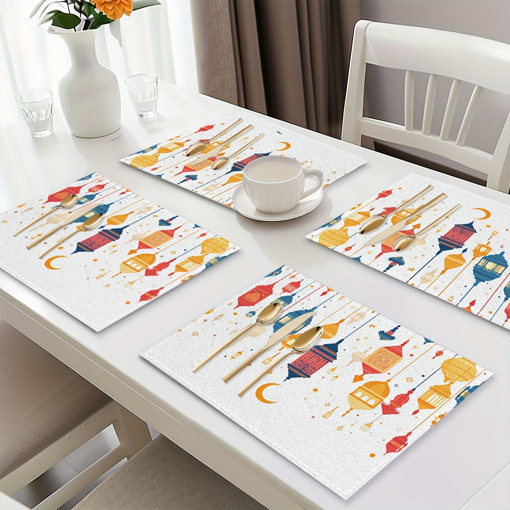 Bter Home Taplak Meja Placemat PVC Premium Ramadan Idul Fitri Colorful Lantern White Anti Air - image 5