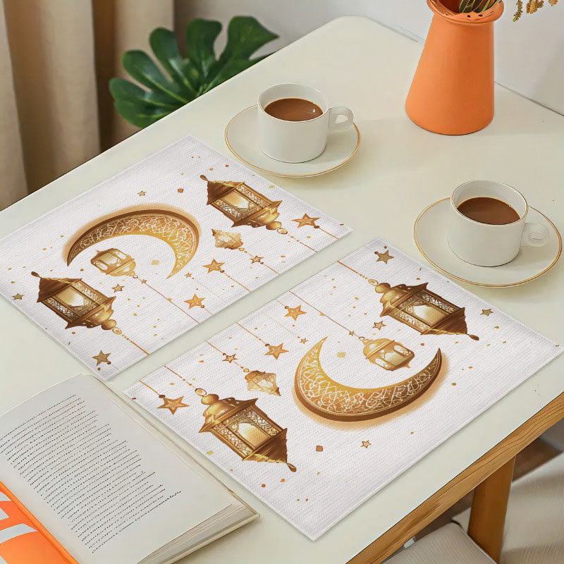 Bter Home Taplak Meja Placemat PVC Premium Ramadan Idul Fitri Motif Bulan Sabit Lentera Series - image 6