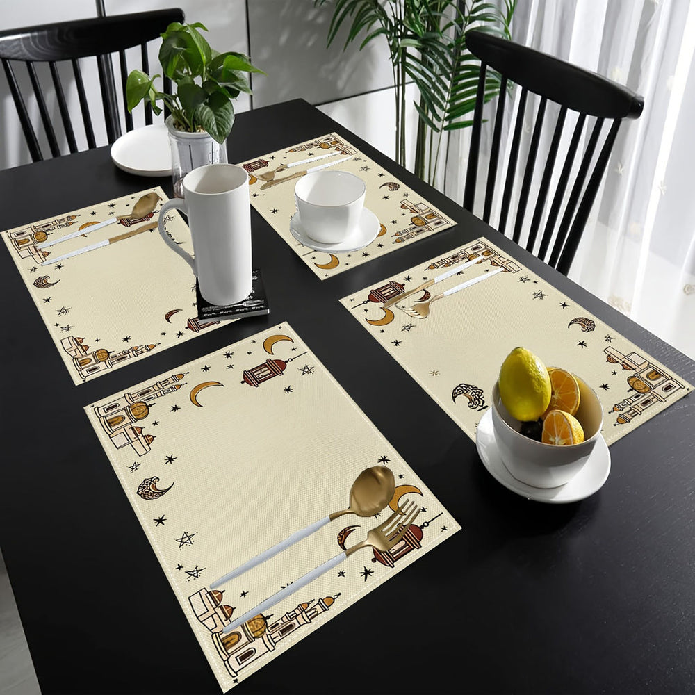 Bter Home Taplak Meja Placemat PVC Premium Ramadan Idul Fitri Motif Masjid Bulan Sabit Border Klasik - image 6