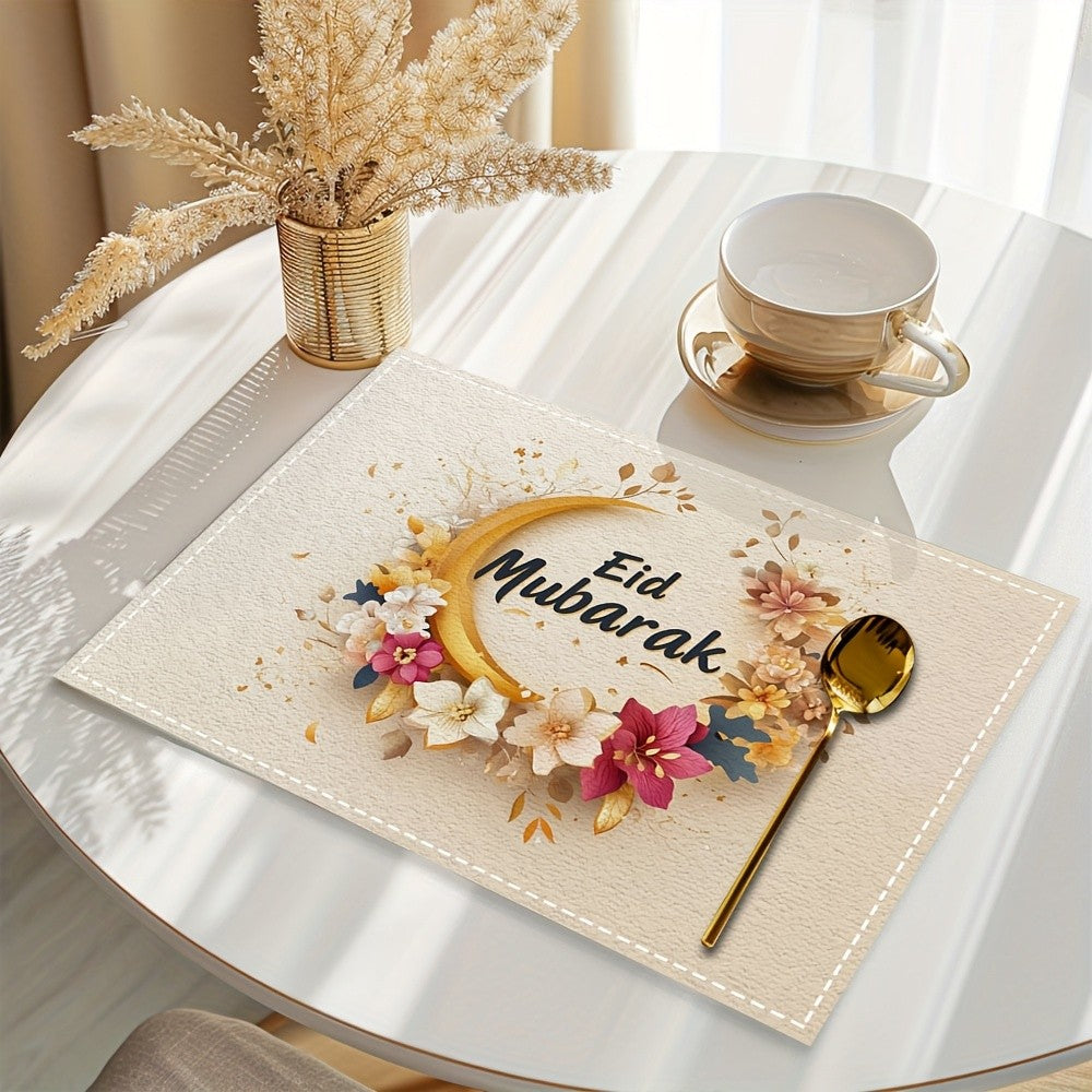 Bter Home Taplak Meja Placemat PVC Premium Ramadan Idul Fitri Eid Mubarak Floral Crescent Cream - image 5