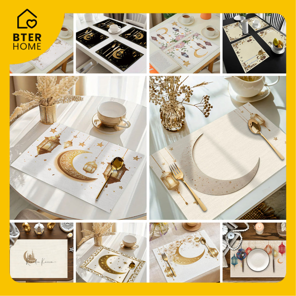 Bter Home Taplak Meja Placemat PVC Premium Ramadan Idul Fitri Series Exclusive Gold Collection - BH5122