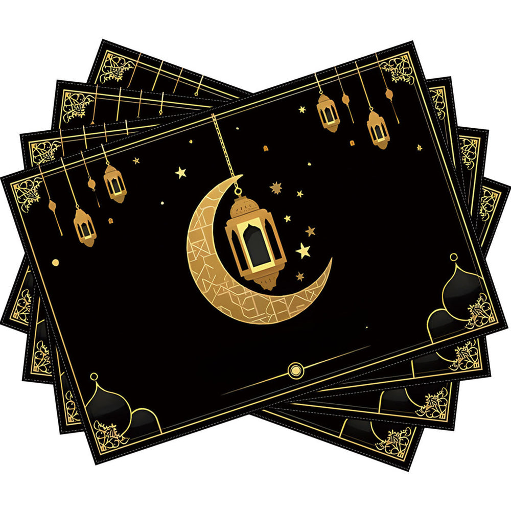 Bter Home Tatakan Piring Placemat PVC Premium Lentera Crescent Hitam Gold Anti Air - image 5