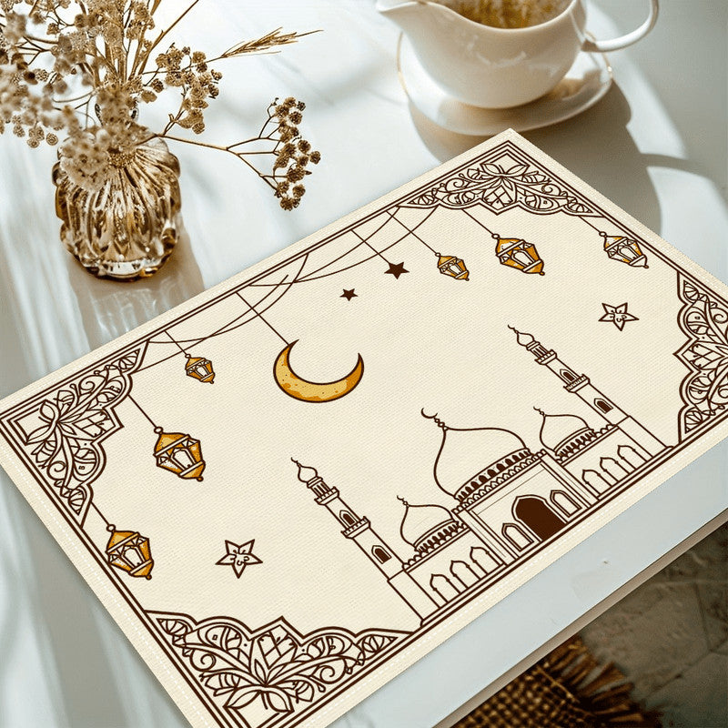Bter Home Taplak Meja Placemat PVC Premium Ramadan Idul Fitri Motif Bulan Sabit Lentera Series