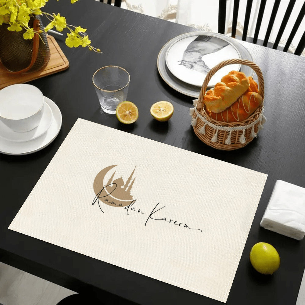 Bter Home Taplak Meja Placemat PVC Premium Ramadan Idul Fitri Motif Masjid Bulan Sabit Border Klasik - image 2