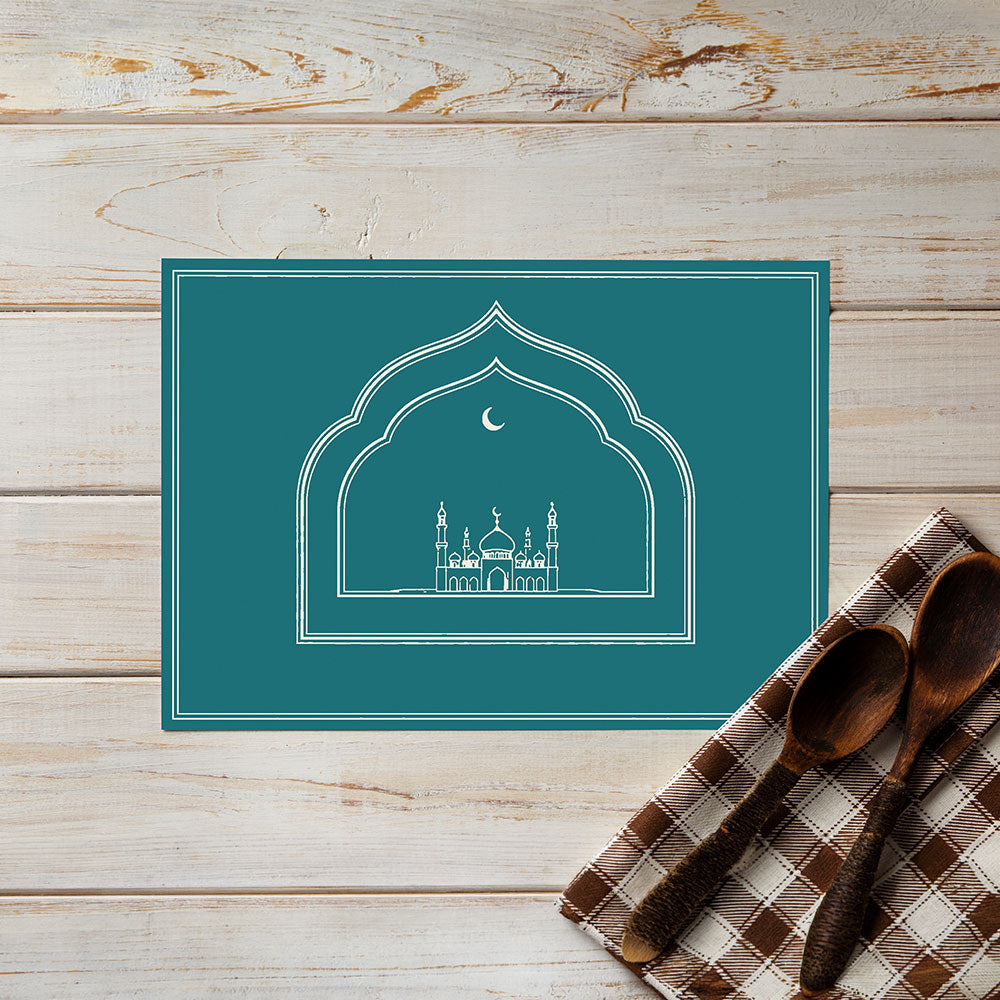 Bter Home Tatakan Piring Placemat PVC Premium Mihrab Masjid Gold Elegant Anti Air - image 5