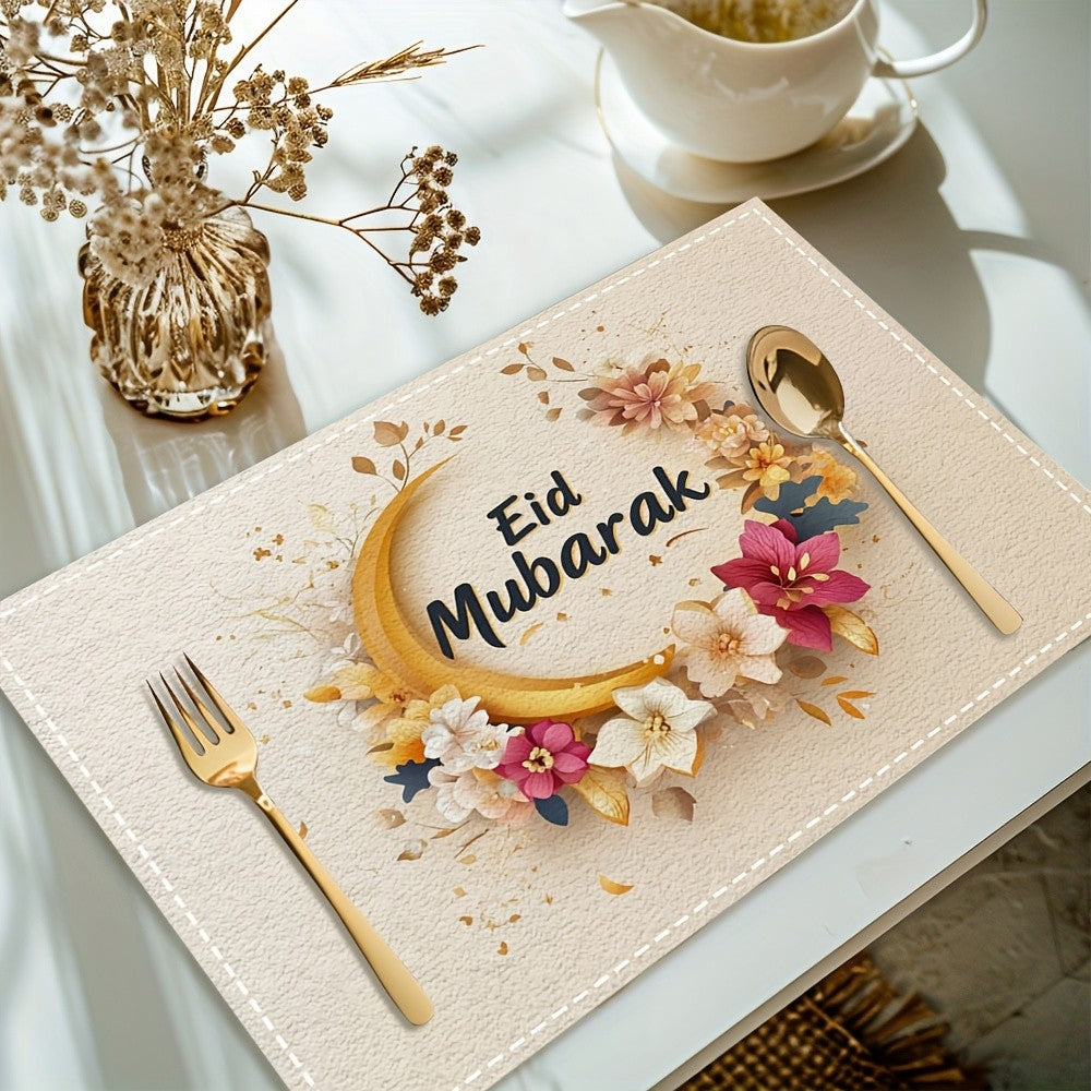 Bter Home Taplak Meja Placemat PVC Premium Ramadan Idul Fitri Eid Mubarak Floral Crescent Cream - image 6