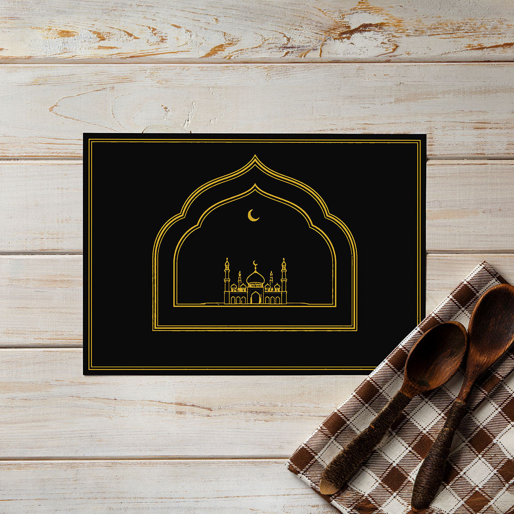 Bter Home Tatakan Piring Placemat PVC Premium Mihrab Masjid Gold Elegant Anti Air - image 3