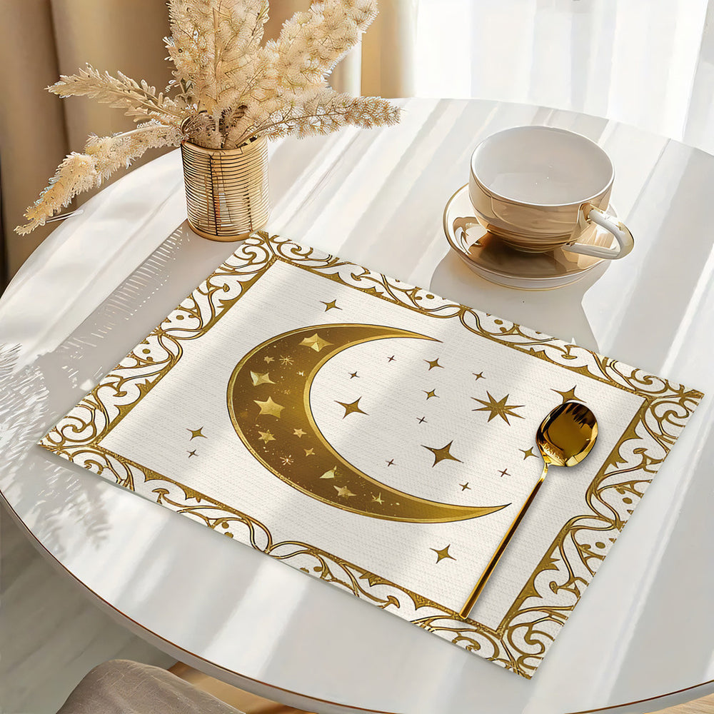 Bter Home Taplak Meja Placemat PVC Premium Ramadan Idul Fitri Motif Masjid Bulan Sabit Border Klasik - image 9