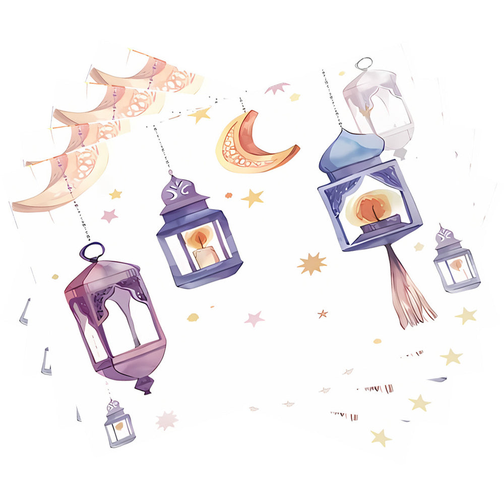 Bter Home Taplak Meja Placemat PVC Premium Ramadan Idul Fitri Pastel Lantern Purple Cute - image 5