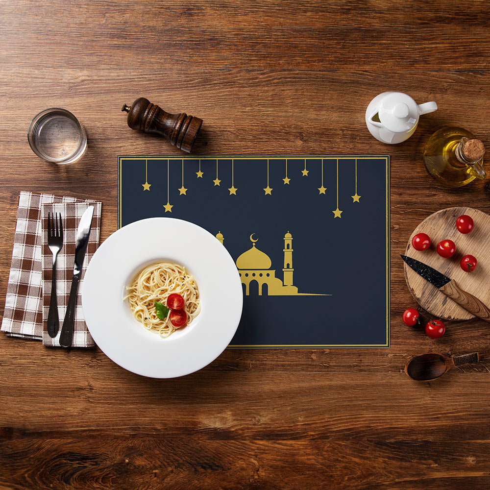 Bter Home Tatakan Piring Placemat PVC Premium Masjid Bintang Gantung Anti Air