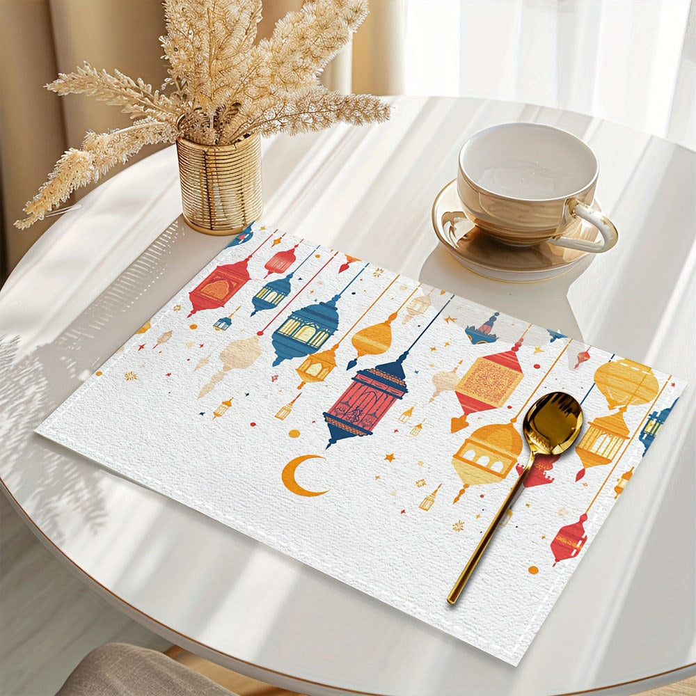 Bter Home Taplak Meja Placemat PVC Premium Ramadan Idul Fitri Colorful Lantern White Anti Air