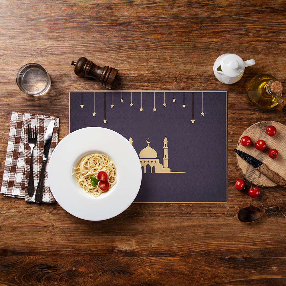 Bter Home Tatakan Piring Placemat PVC Premium Masjid Bintang Gantung Anti Air