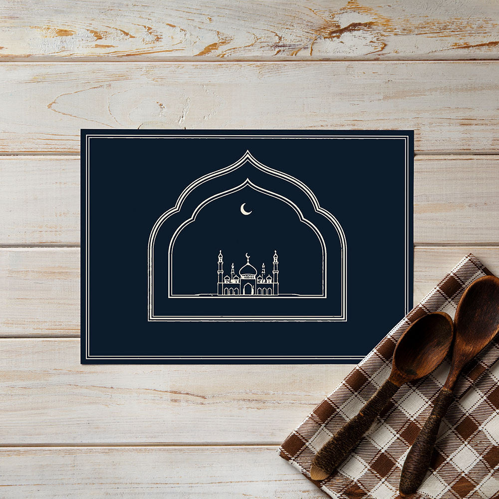 Bter Home Tatakan Piring Placemat PVC Premium Mihrab Masjid Gold Elegant Anti Air - image 6