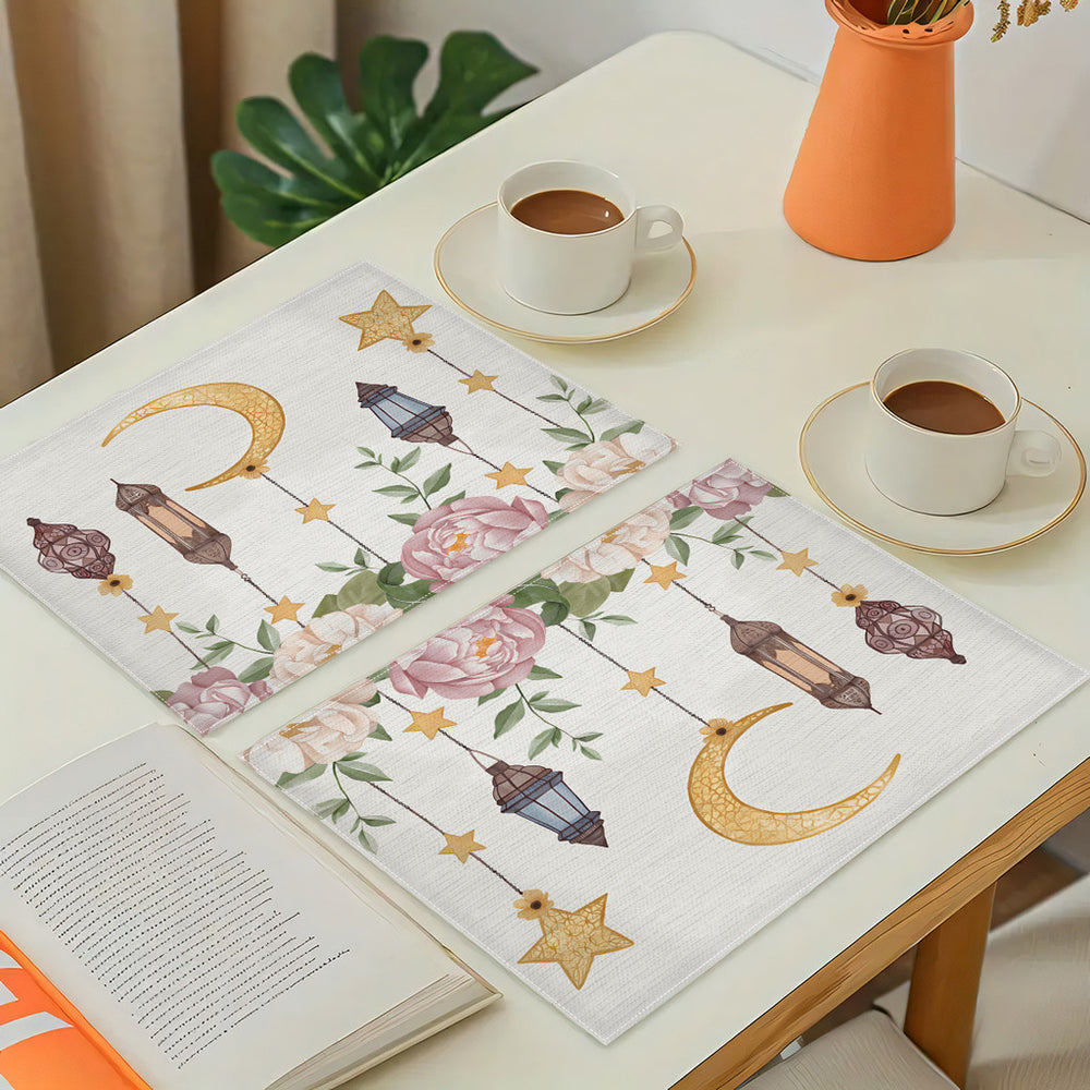 Bter Home Tatakan Piring Placemat PVC Premium Lentera Crescent Hitam Gold Anti Air - image 2
